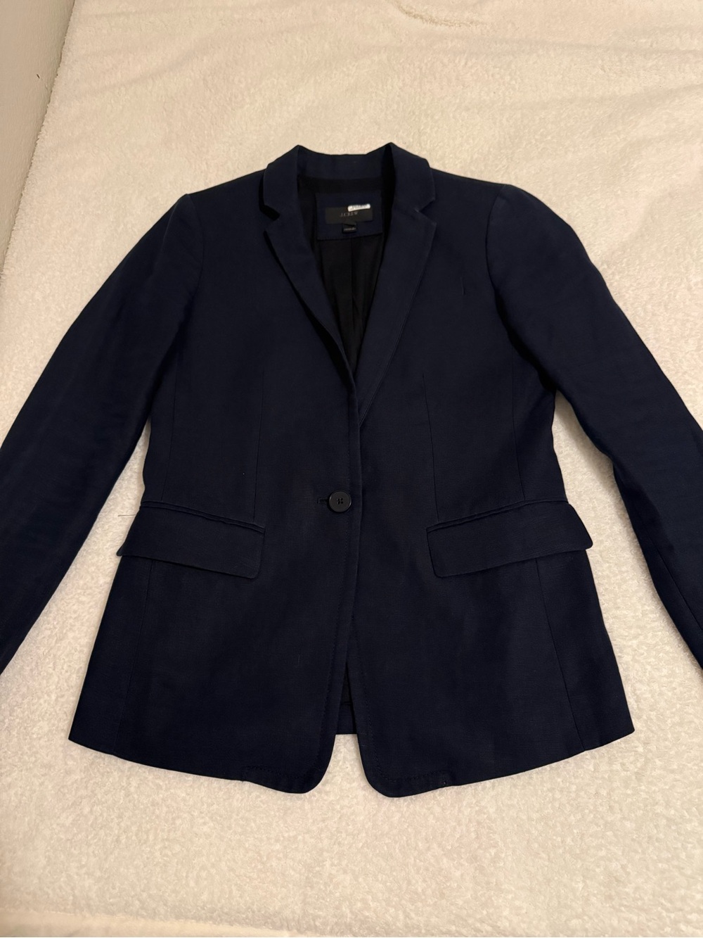 J. Crew Linen Navy Single-Button Tailored Blazer